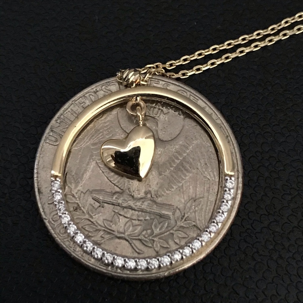 10k Real Gold Heart Necklace - image 3